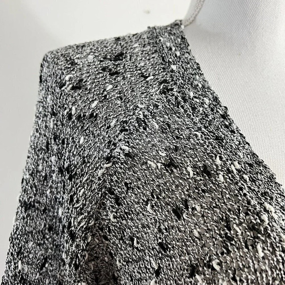 Full Tilt Open Knit Black and White Shrug Cardigan Sweater Striped Geometric Med - Picture 7 of 9